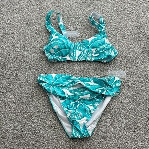 Kenny Flowers Teal Leaf Print Bikini